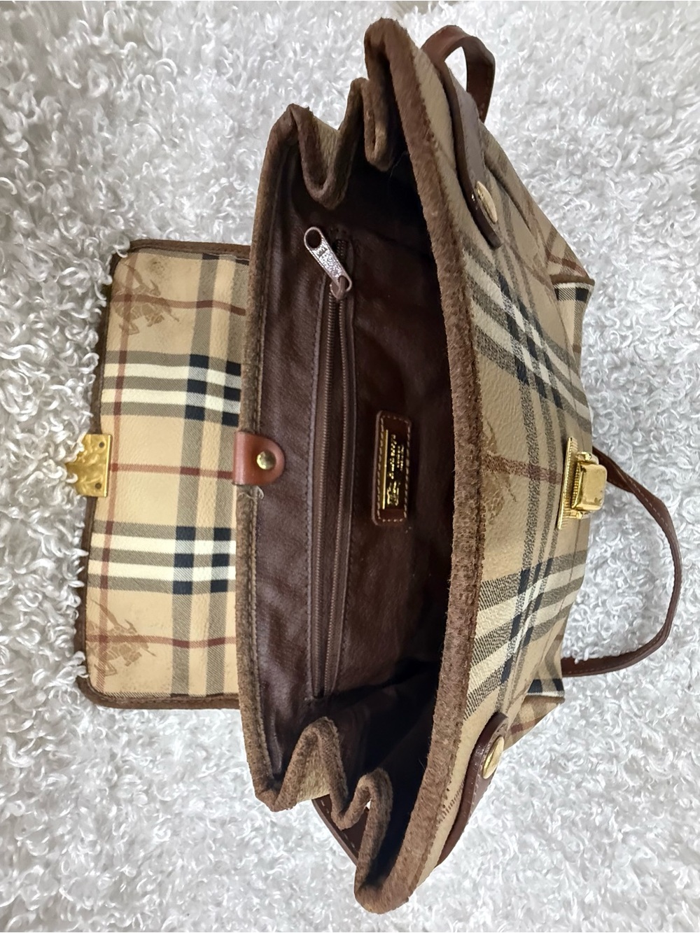 Burberry Haymarket Check Top Handle Bag - Picture 16 of 16